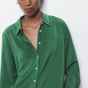 Alternative view of Elegantes Damen Lanidor Satinhemd Einfarbig Gras