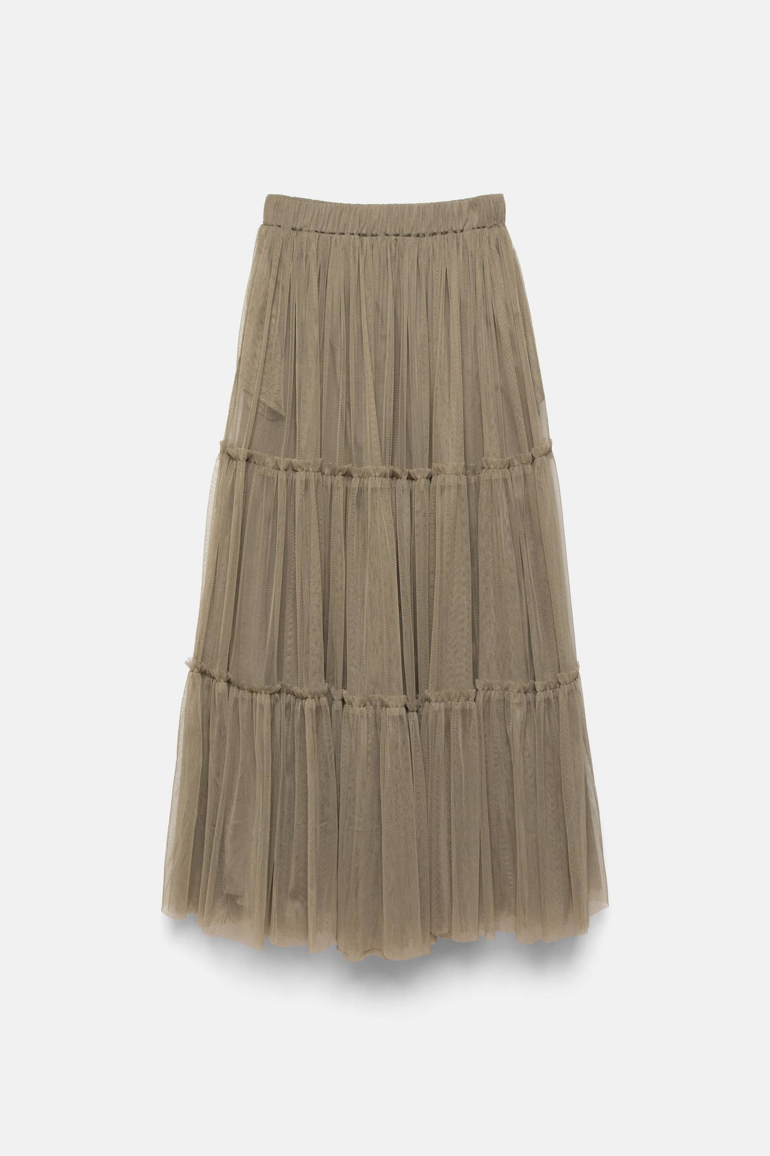 Elegantes Damen Lanidor Ausgestellter Tüllrock Midi Taupe - Image 5
