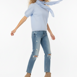 Elegantes Damen Zwillingsherz Halstuch aus 100% gebürstetem Kaschmir Hellblau